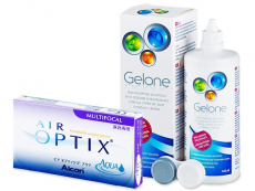 Air Optix Aqua Multifocal (6 lęšiai) + valomasis tirpalas Gelone 360 ml