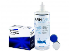 PureVision (6 lęšiai) + valomasis tirpalas Laim-Care 400 ml