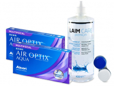 Air Optix Aqua Multifocal (2x3 lęšiai) + valomasis tirpalas Laim-Care 400 ml