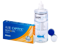 Air Optix Night and Day Aqua (6 lęšiai) + valomasis tirpalas Laim-Care 400 ml