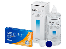 Air Optix Night and Day Aqua (6 lęšiai) + valomasis tirpalas Laim-Care 400 ml