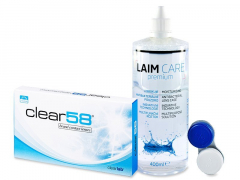 Clear 58 (6 lęšiai) + valomasis tirpalas LAIM-CARE 400 ml