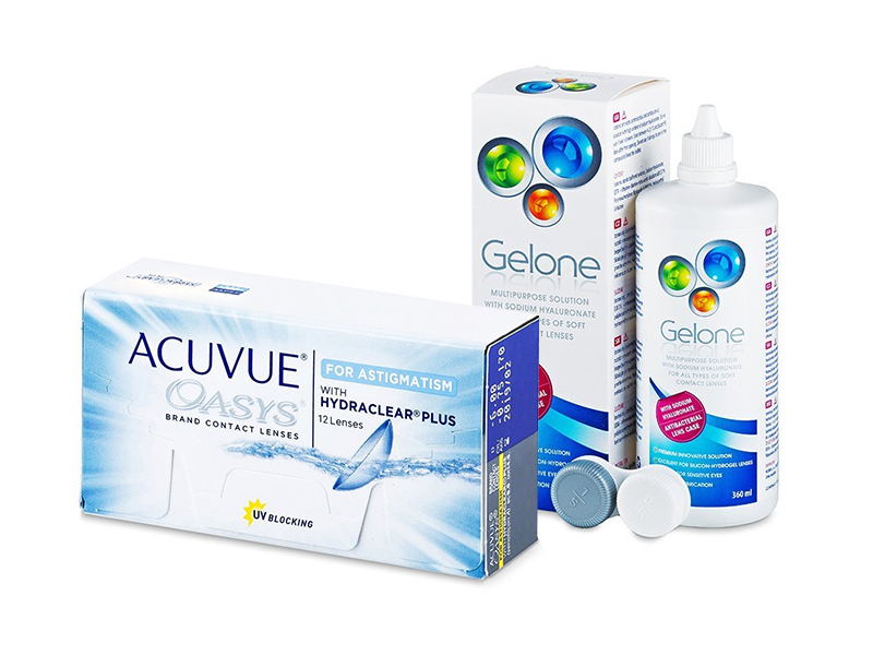 Acuvue Oasys for Astigmatism (12 lęšių) + valomasis tirpalas Gelone 360 ml