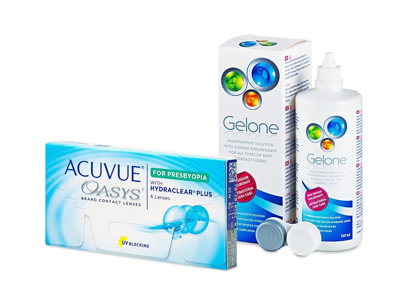 Acuvue Oasys for Presbyopia (6 lęšiai) + valomasis tirpalas Gelone 360 ml