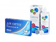 Air Optix plus HydraGlyde (3 lęšiai) + valomasis tirpalas Gelone 360 ml