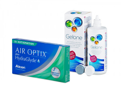 Air Optix plus HydraGlyde for Astigmatism (3 lęšiai) + valomasis tirpalas Gelone 360 ml