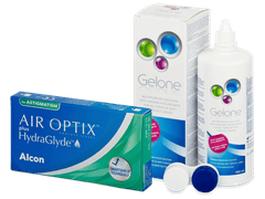 Air Optix plus HydraGlyde for Astigmatism (6 lęšiai) + valomasis tirpalas Gelone 360 ml