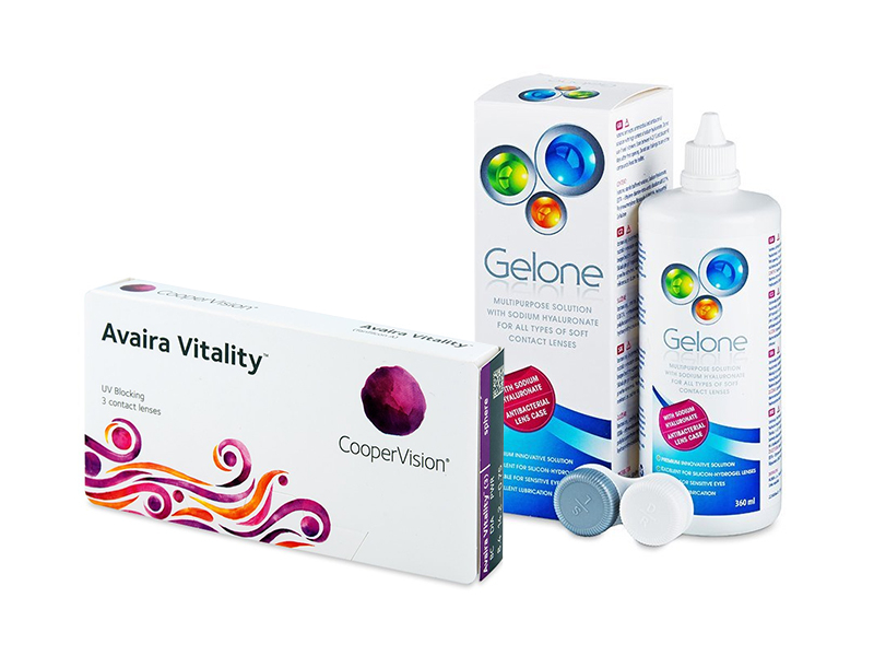 Avaira Vitality (3 lęšiai) + valomasis tirpalas Gelone 360 ml