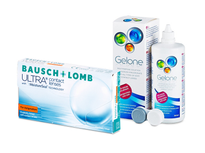Bausch + Lomb ULTRA for Astigmatism (6 lęšiai) + valomasis tirpalas Gelone 360 ml