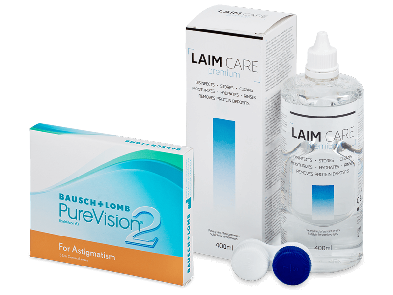PureVision 2 for Astigmatism (3 lęšiai) + valomasis tirpalas Laim-Care 400 ml