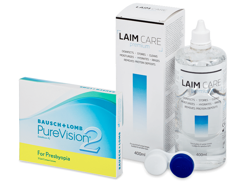 PureVision 2 for Presbyopia (3 lęšiai) + valomasis tirpalas Laim-Care 400 ml