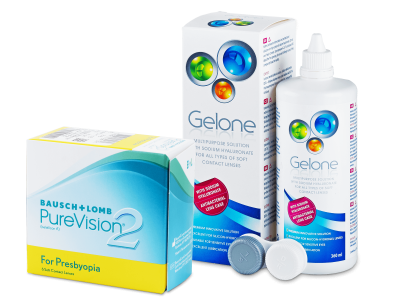 PureVision 2 for Presbyopia (6 lęšiai) + valomasis tirpalas Gelone 360 ml