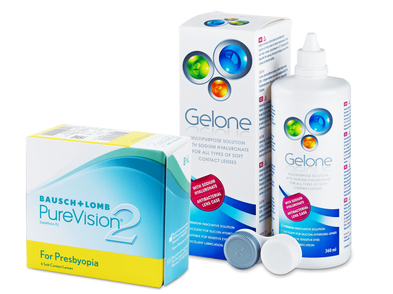 PureVision 2 for Presbyopia (6 lęšiai) + valomasis tirpalas Gelone 360 ml