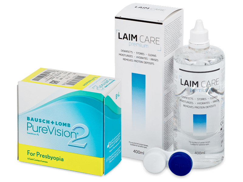 PureVision 2 for Presbyopia (6 lęšiai) + valomasis tirpalas Laim-Care 400 ml
