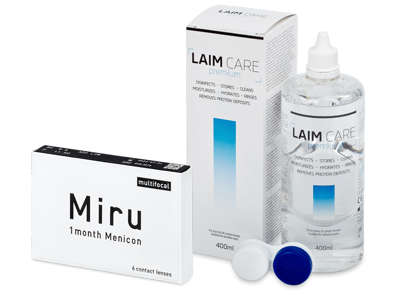 Miru 1 Month Menicon Multifocal (6 lęšiai) + valomasis tirpalas Laim-Care 400 ml