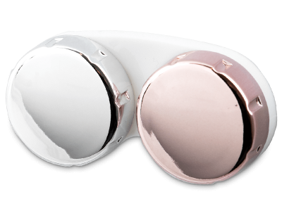 Veidrodinis kontaktinių lęšių dėkliukas - rožinis/sidabrinis 