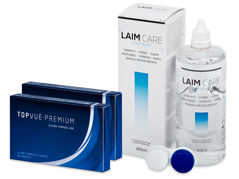 TopVue Premium (12 lęšių) + valomasis tirpalas Laim-Care 400 ml