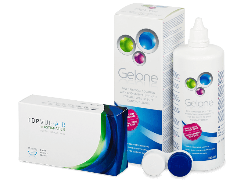 TopVue Air for Astigmatism (6 lęšiai) + valomasis tirpalas Gelone 360 ml