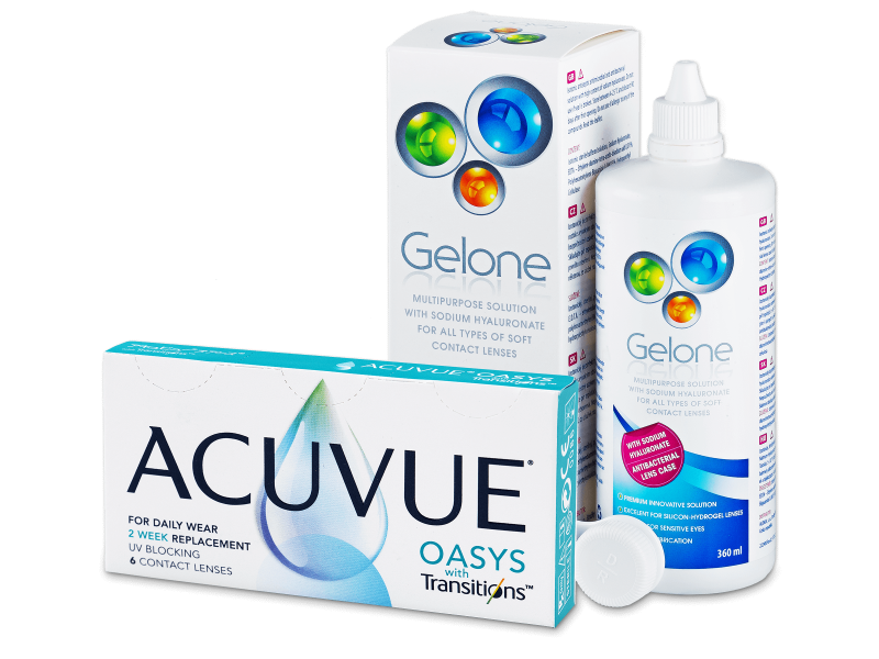 Acuvue Oasys with Transitions (6 lęšiai) + Gelone tirpalas 360 ml