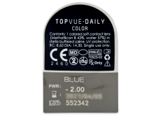 TopVue Daily Color - Blue - vienadieniai su dioptrijomis (2 lęšiai)