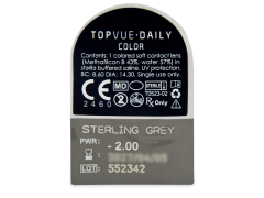 TopVue Daily Color - Sterling Grey - vienadieniai su dioptrijomis (2 lęšiai)