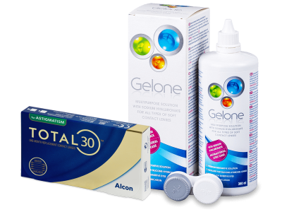 TOTAL30 for Astigmatism (3 lęšiai) + valomasis tirpalas Gelone 360 ml