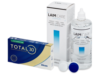 TOTAL30 for Astigmatism (3 lęšiai) + valomasis tirpalas Laim-Care 400 ml