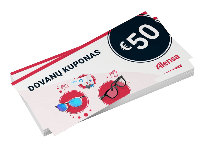 Dovanų kuponas kontaktiniams lęšiams ir akiniams vertas €50 