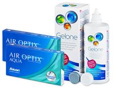 Air Optix Aqua (2x3 lęšiai) + valomasis tirpalas Gelone 360 ml