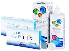 Air Optix Aqua (2x3 lęšiai) + valomasis tirpalas Gelone 360 ml
