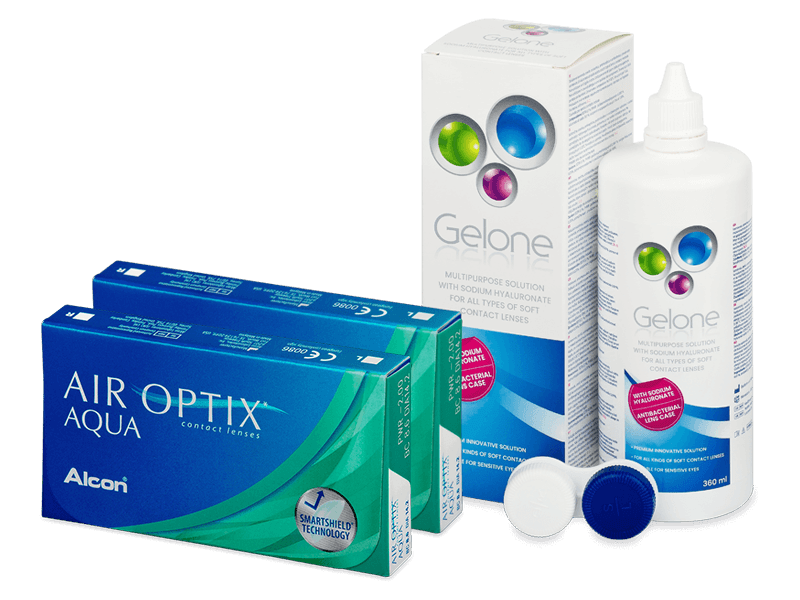 Air Optix Aqua (2x3 lęšiai) + valomasis tirpalas Gelone 360 ml